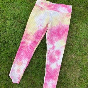 ✨3/$10✨ No Boundaries Pink Tye Die TikTok Leggings Sz L